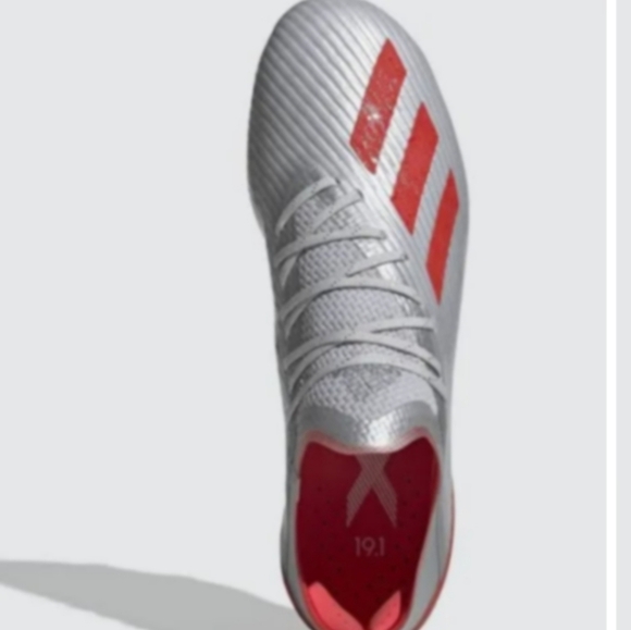 RARE Adidas x 19.1 FG Firm Ground Soccer Cleats Silver-Red Size 11.5